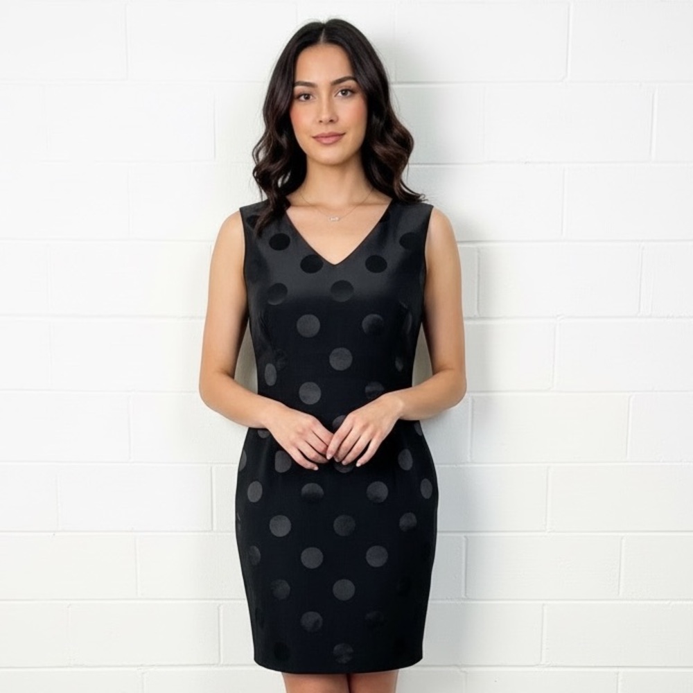 Black Polka Dot Sleeveless Sheath Dress Size 22W